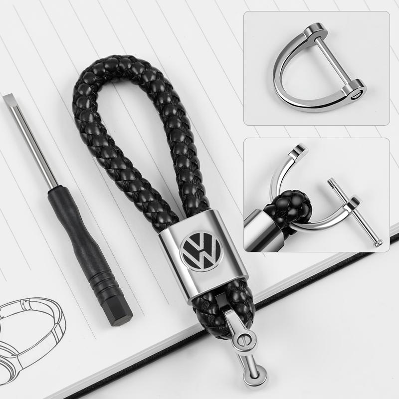 Valve Stems Caps Metal/Leather Car Styling Keychain For VW Volkswagen Golf Polo Passat Touran Jetta Key Chain Rings Accessories MF4