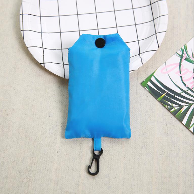 Shopping Bag Solid Color Eco-friendly Folding Reusable Portable Shoulder Handbag Polyester for Travel Grocery