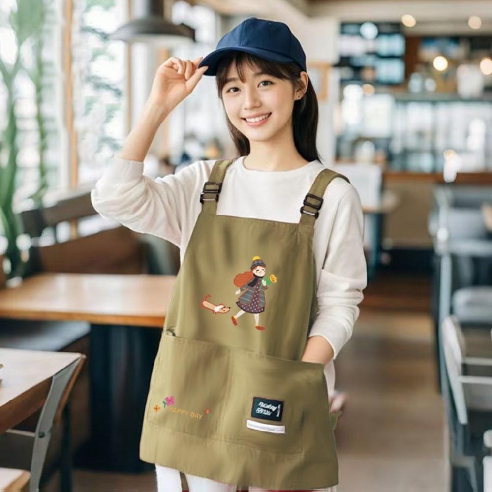 

Sleeveless Chef Apron Waterproof Work Apron New Cooking Aprons Home Kitchen Short Style-khaki