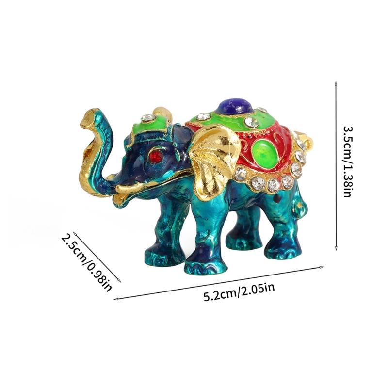 Elegant Thai Styles Metal Elephant Jewelry Box With Full Diamonds Decoration For Rings And Necklaces