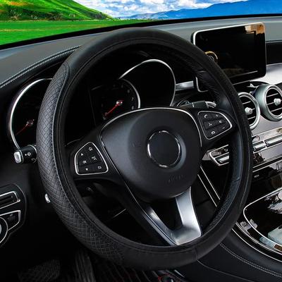 Leather Three-dimensional Embossing, Comfortable and Soft, Car Interior, No Inner Ring Steering Wheel Cover