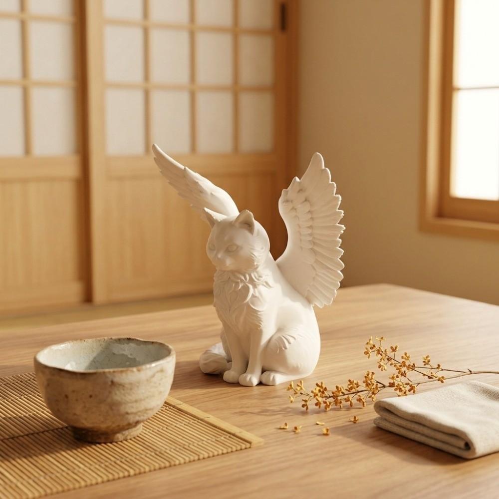 Home Decoration Cat Statue Kawaii Desktop Ornaments Creative Wolf Statue Living Room