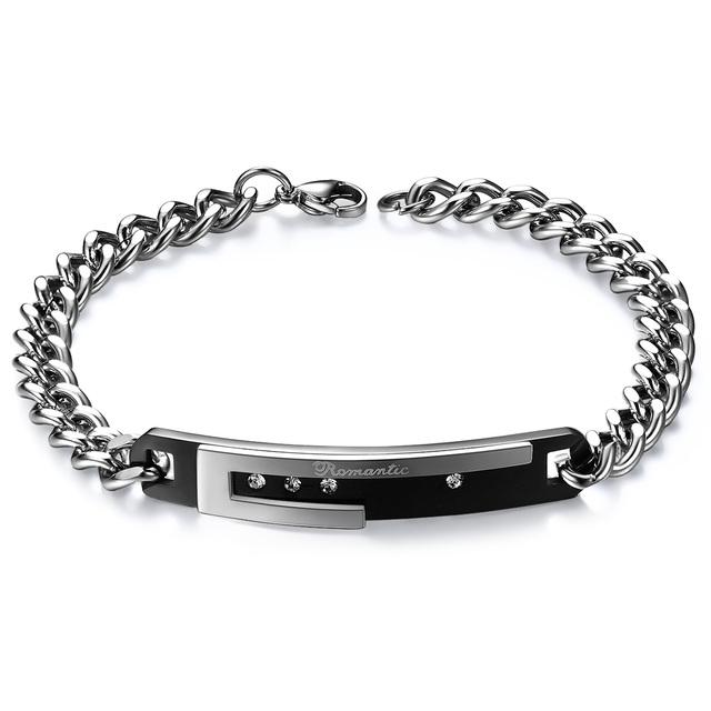 Couple Bracelets Bangles With Stainless Steel Zirocn Zircon Bracelet for Women Men Jewelry Gifts