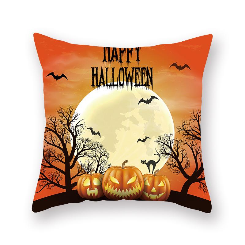Halloween Pillow Cover Cartoon Pumpkin Head New Peach Skin Cushion Cover Sofa Cushion