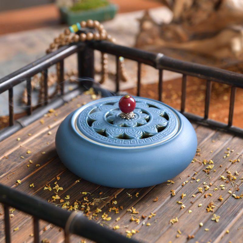 Sandalwood & Agarwood Ceramic Incense Burner for Bedroom: Creative Ancient Style Seal Burner for Coils