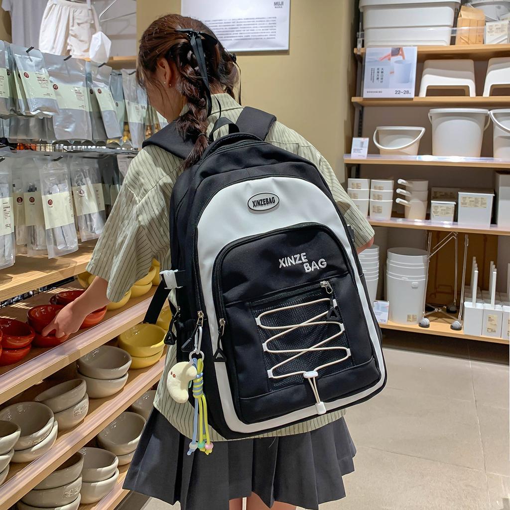 High-value student schoolbag female cute simple girl backpack junior high school students casual large-capacity backpack tide