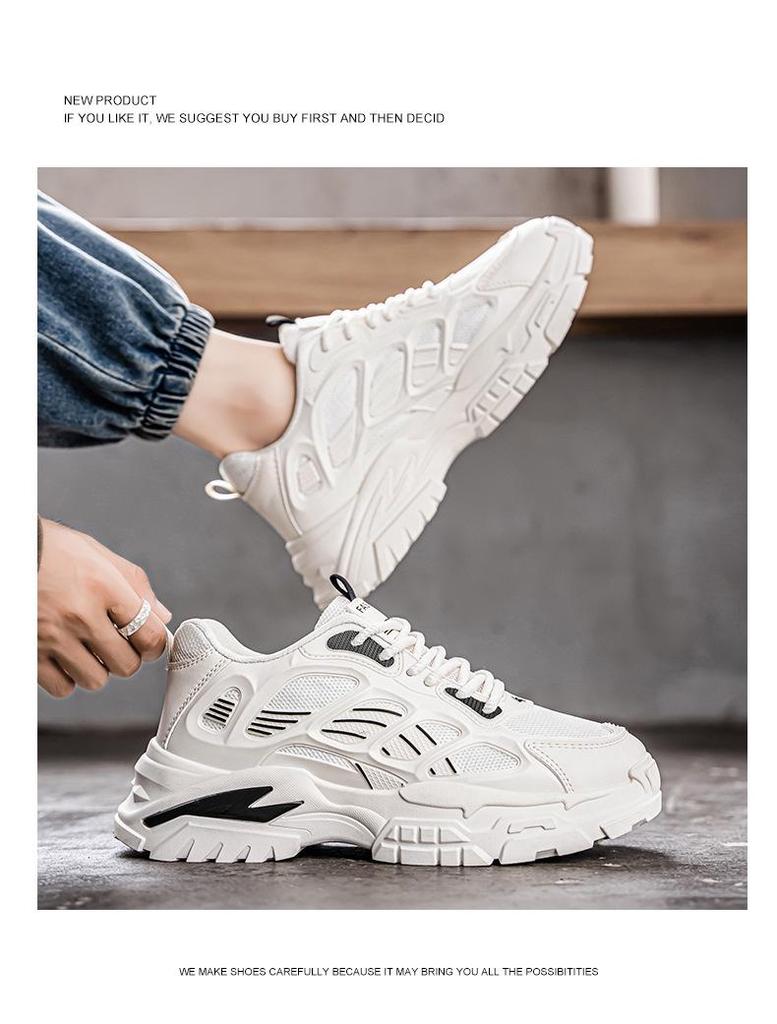 2025 Men's Summer Casual Mesh Sports Shoes - Breathable, Non-slip, Wear-resistant, Height-increasing Dad Style