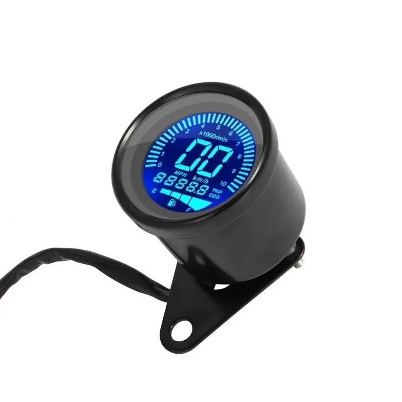 Universal Digital Motorcycle Speedometer Odometer Tachometer Gauge Waterproof Fuel Meter LED Indicator with Backlight 12V чёрный