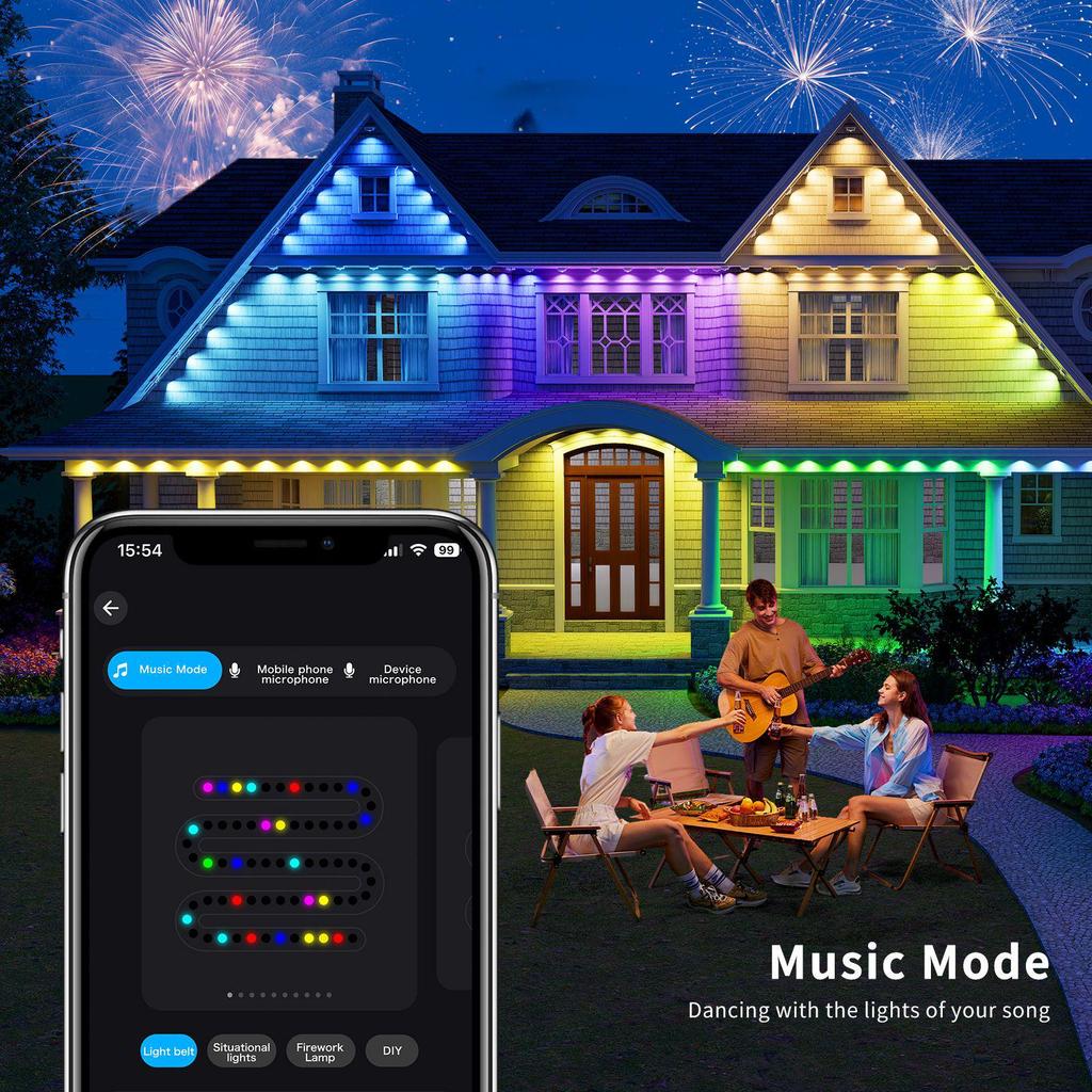 Smart Bluetooth Neon Strip Outdoor Wall Light - Color-Changing PVC Atmosphere Lighting