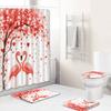 4 Pcs Valentine's Day Shower Curtain Sets With Rug, Toilet Lid, Non-Sli