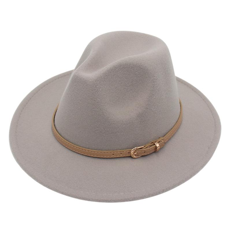 Fedora Spring And Summer Small Belt Felt Hat Percussion Performance Jazz Hat Woolen Top Hat Big Eaves Hat