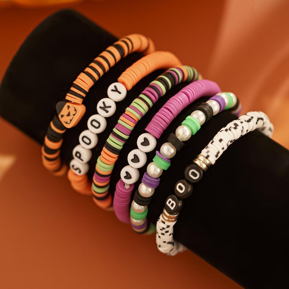 Ghost Halloween Bracelets Bat Beads Bangle Elastic Pumpkin Pendant Bracelets  Gifts