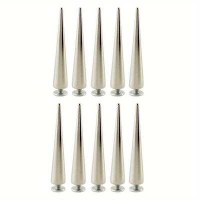 10pcs/set 55MM Solid Punk Bullet Large Spikes Metal Leather Rivets DIY Silver Screw On Cone Studs for Cosplay Clothes