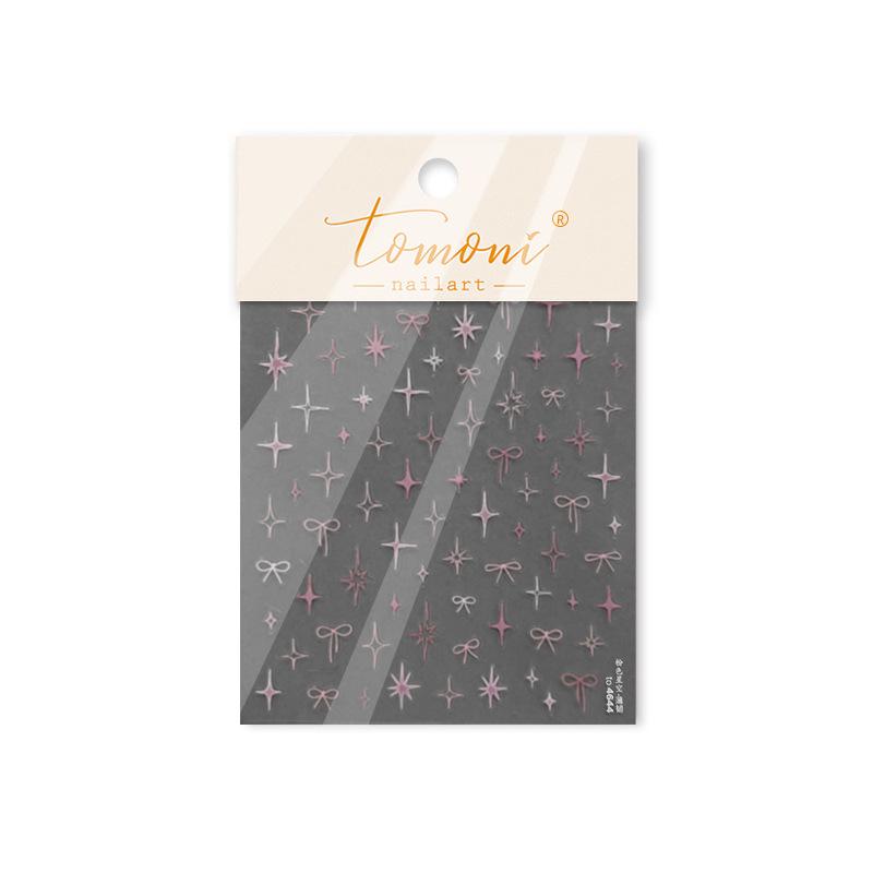 Tomoni Pink Starry Sky Butterfly & Bow Nail Stickers - Sweet Girl Style