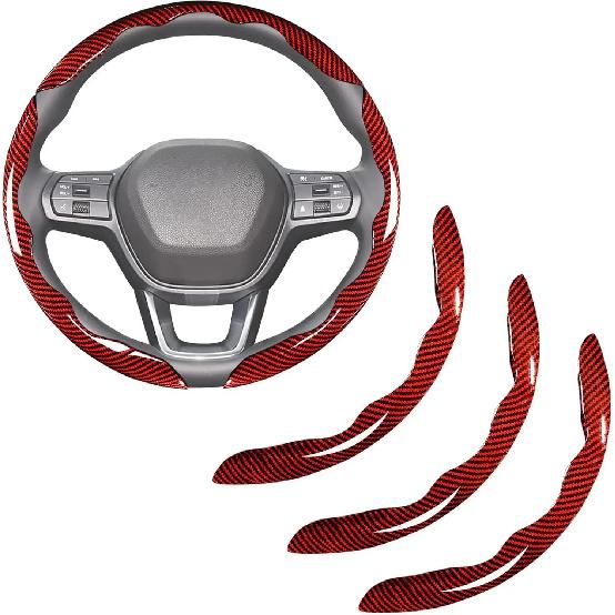 Carbon Fiber Non-slip Protective Cover Segmented Car Steering Wheel Cover Car Styling Accessories 38cm Universal