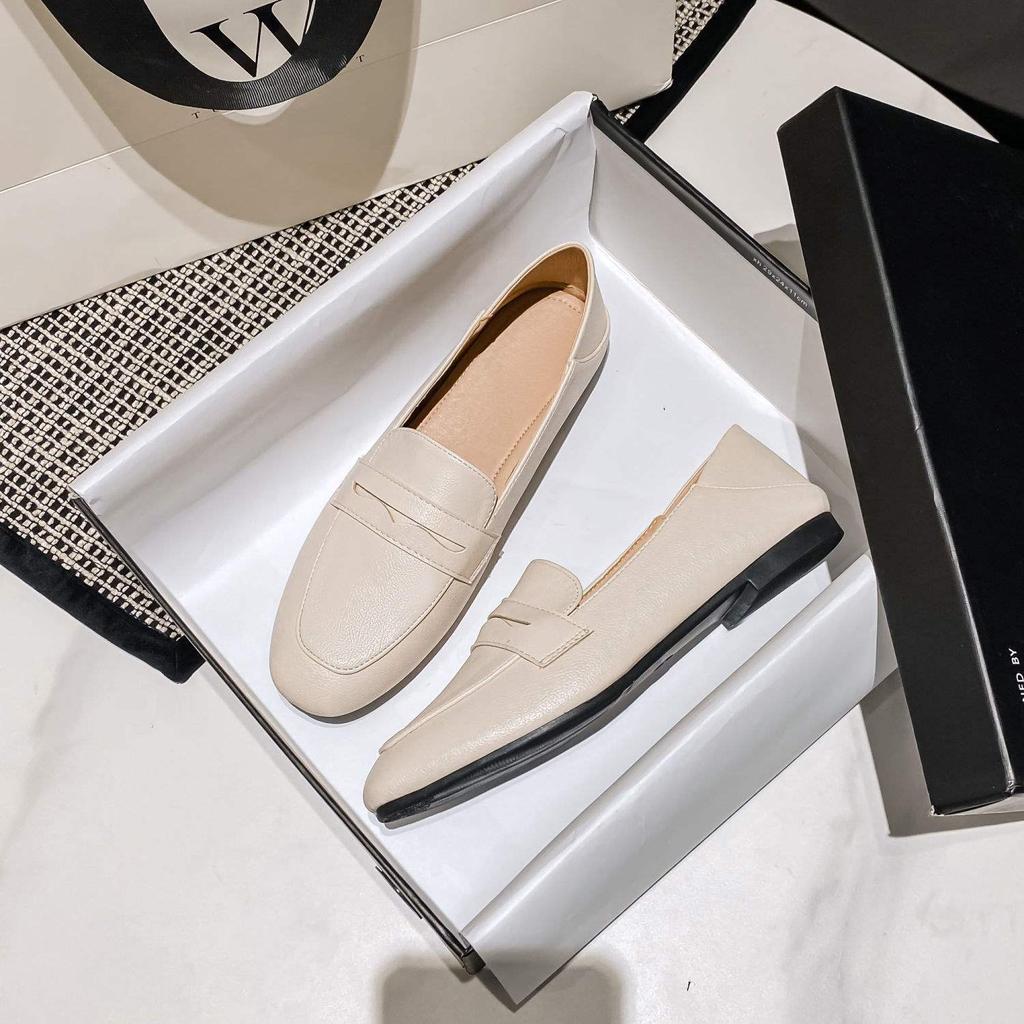 Loafers One-pedal Spring British Style Small Leather Shoes Flat Lazy Doudou Single Shoes
