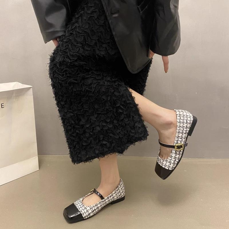 French Flat-bottomed Small Fragrant Single Shoes Women's Shoes 2025 New Spring Square Head Gentle Temperament Mary Jane Evening Shoes