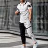Herren Sportset 2-teiliger Jogginganzug 3D-Druck Sommer Mode Neues Lustiges Kurzarm Herren T-Shirt+Hosen Set