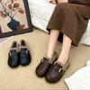 Mao Mao shoes winter Birkenstocks flat-soled soft-soled leather-faced piled beanie shoes cotton shoes