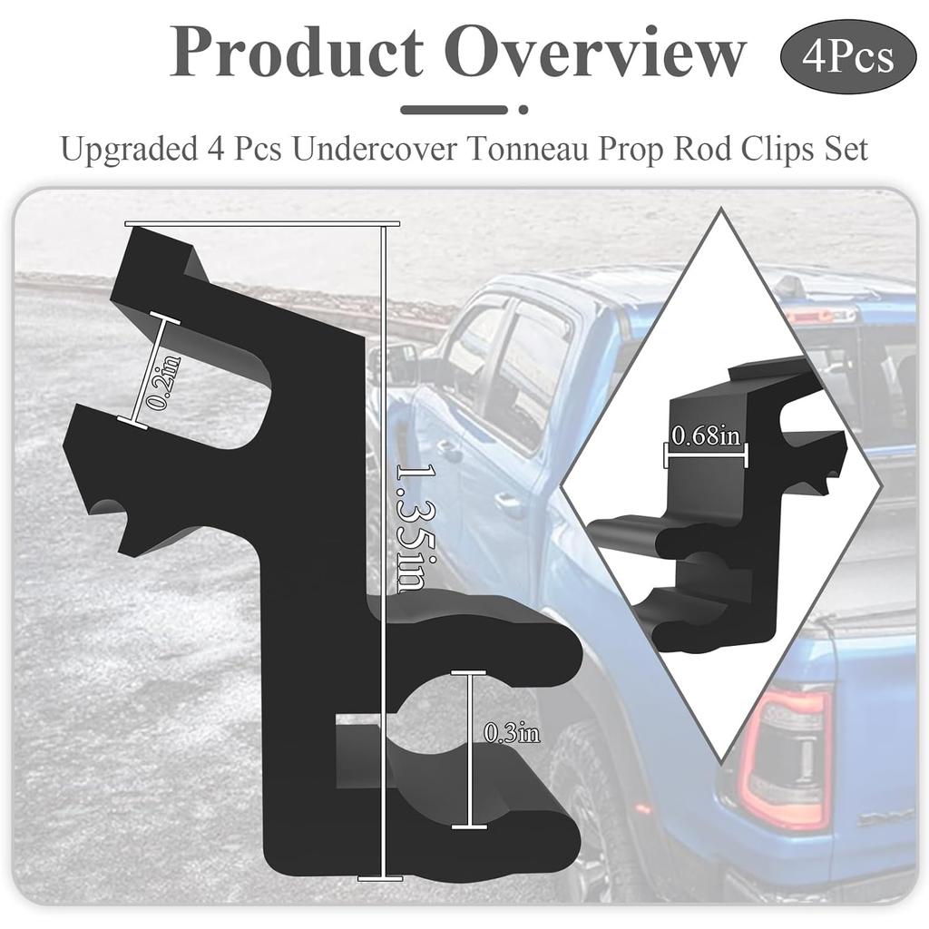 4 Stück Verbessertes Stützstangen-Clip-Set Passend für Undercover Tonneau Stützstange, Ladeflächenabdeckungs-Clips für Undercover Ultra Flex Hard Folding Ladeflächenabdeckung