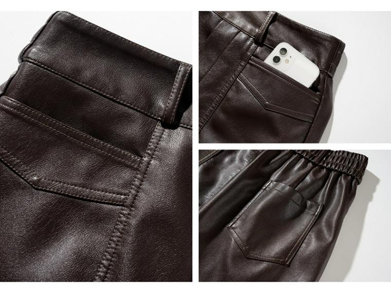 Elegant Women's Genuine Leather Slit Skirt - High-End Autumn/Winter Fashion