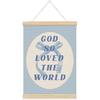 QROZIAR Trendy Coquette Blue Bow Wall Decor, Christian Bible Verse Wall Art with Wooden Poster Hanger, Home Wall Decor God So Loved The World Quote
