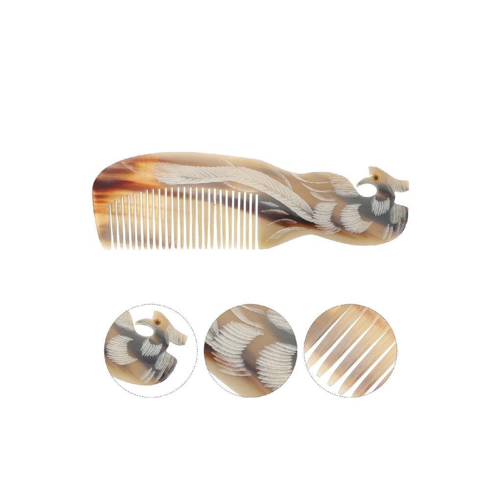 Natural Bone Comb Beef Horn Hair Comb, Genuine Handmade Peacock Model Kt -113 - 18 Cm