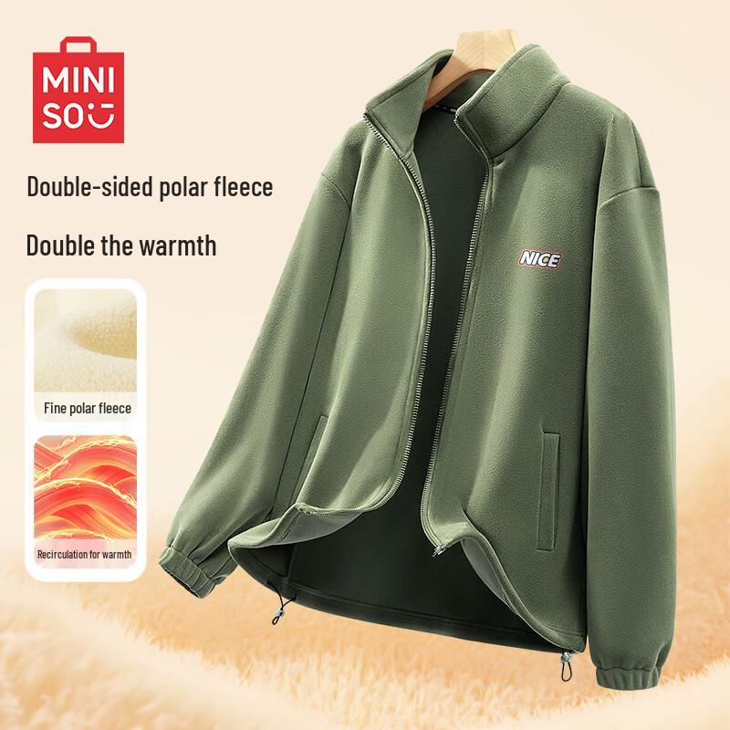 

MINISO Men s Heavyweight Stand Collar Fleece Jacket 3XL