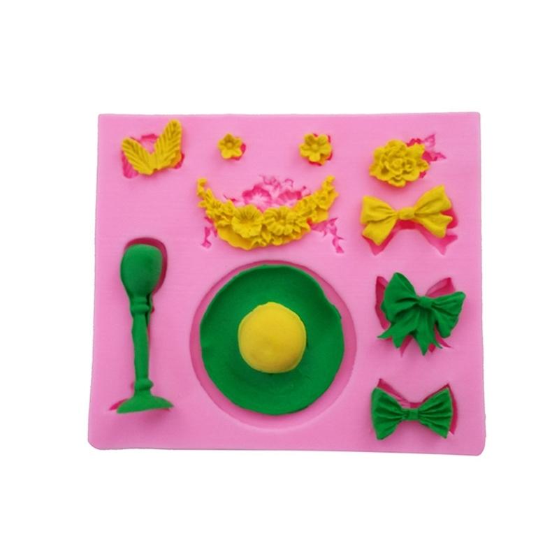 Hat Bowknot Flower Silicone Mold Fondant Chocolate Mould DIY Cake Dessert Mould Homes Kitchen Baking DIY Supplies