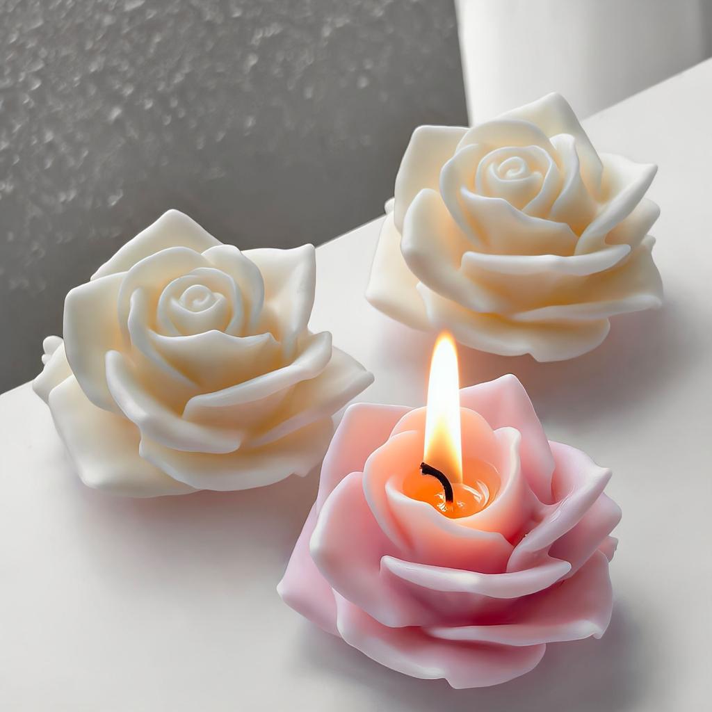 3D Rose Flower Silicone Mold Car Decoration Aroma Candle Gypsum Resin Molds Handmade Candy Chocolate Baking Tool