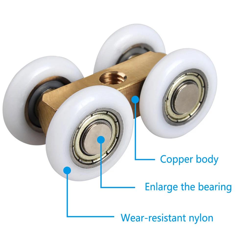 1pcs Shower Glass Roller Sliding Door Hanging Wheel Four-Wheel Hanging Pulley Roller Bathroom Slide Door Pulley Hardware