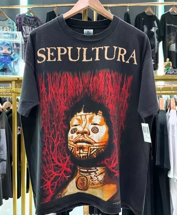 

Remake Sepultura Band Graphic Short Sleeve Black Unisex Tshirt Men Women S5XL Unisex T-Shirt S