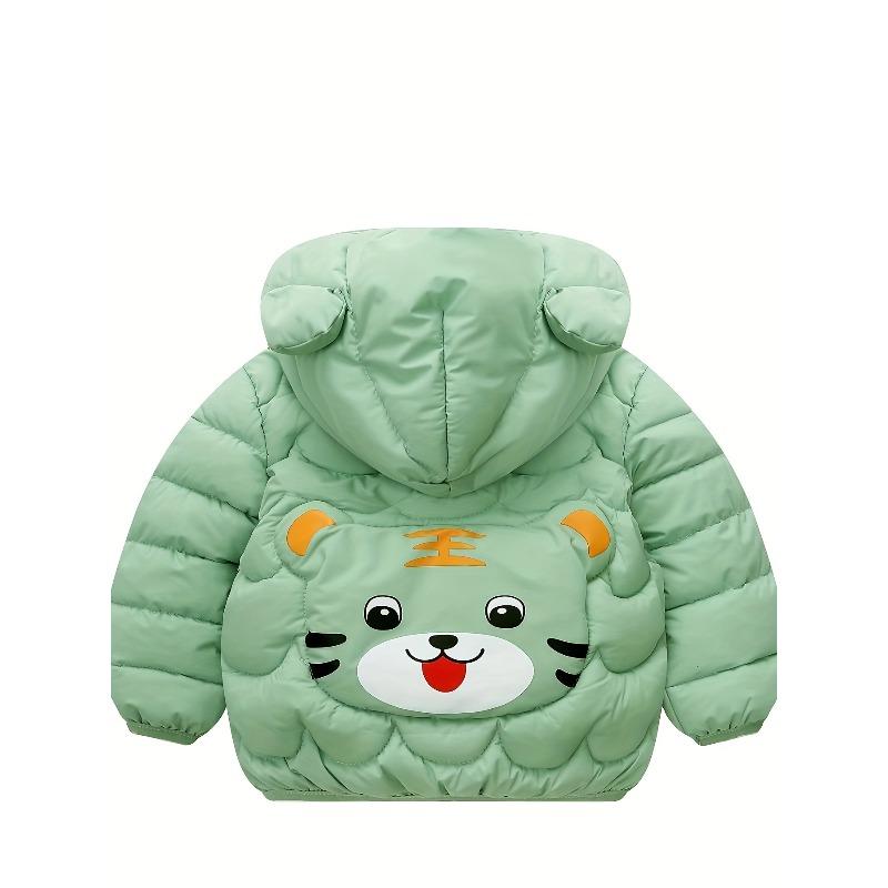 [Ciepła Kurtka Kreskówkowa] Ciepła Pikowana Kurtka Kreskówkowy Tygrys z Kapturem dla Dziecka | Odzież dla Małych Dziewczynek i Niemowląt na Jesień Zimę, Zapinany na Zamek Płaszcz z Wypełnieniem