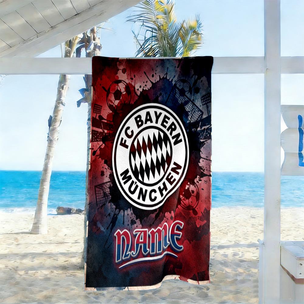 Bayern Munich Poster Customize Your Name Beach Towel Super Soft Microfiber Quickdry Fabric