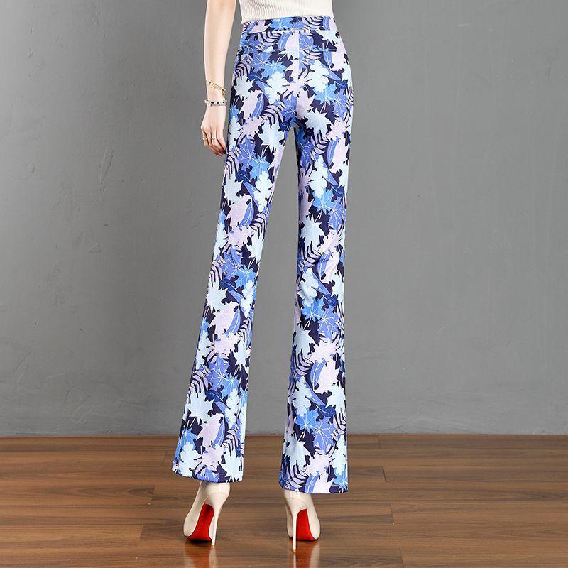 Cuihua Women's Summer Slimming Micro-Flare Pants: Trendy, Printed, Elastic Waist, Versatile and Body-Shaping Long Pants 2025