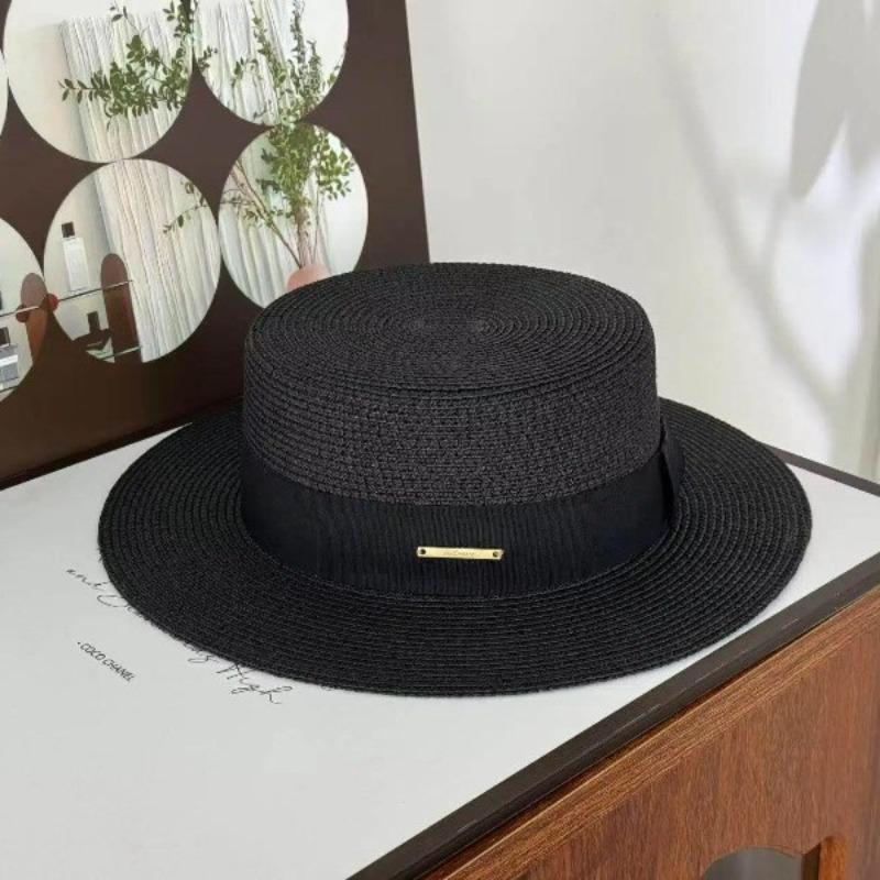Top hat Flat top straw hat Big head circumference straw hat Sunscreen visor hat Big brim straw hat Seaside beach hat Women