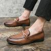 2024 New Men Casual Slip-on Business Loafers Male Concise Fashion Leather Shoes Soft High Quality Driving Shoes Mule Dress Shoes