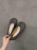 Bailamos Women Flats Tabi Ninja Round Split Toe Shallow Women Single Shoes Lazy Slip On Slingback Mules Leather Shoes Soft Loafe