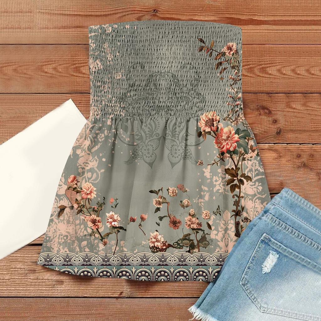 Topy tubowe dla kobiet, słodka seksowna koszulka bez rękawów z nadrukiem na ramionach