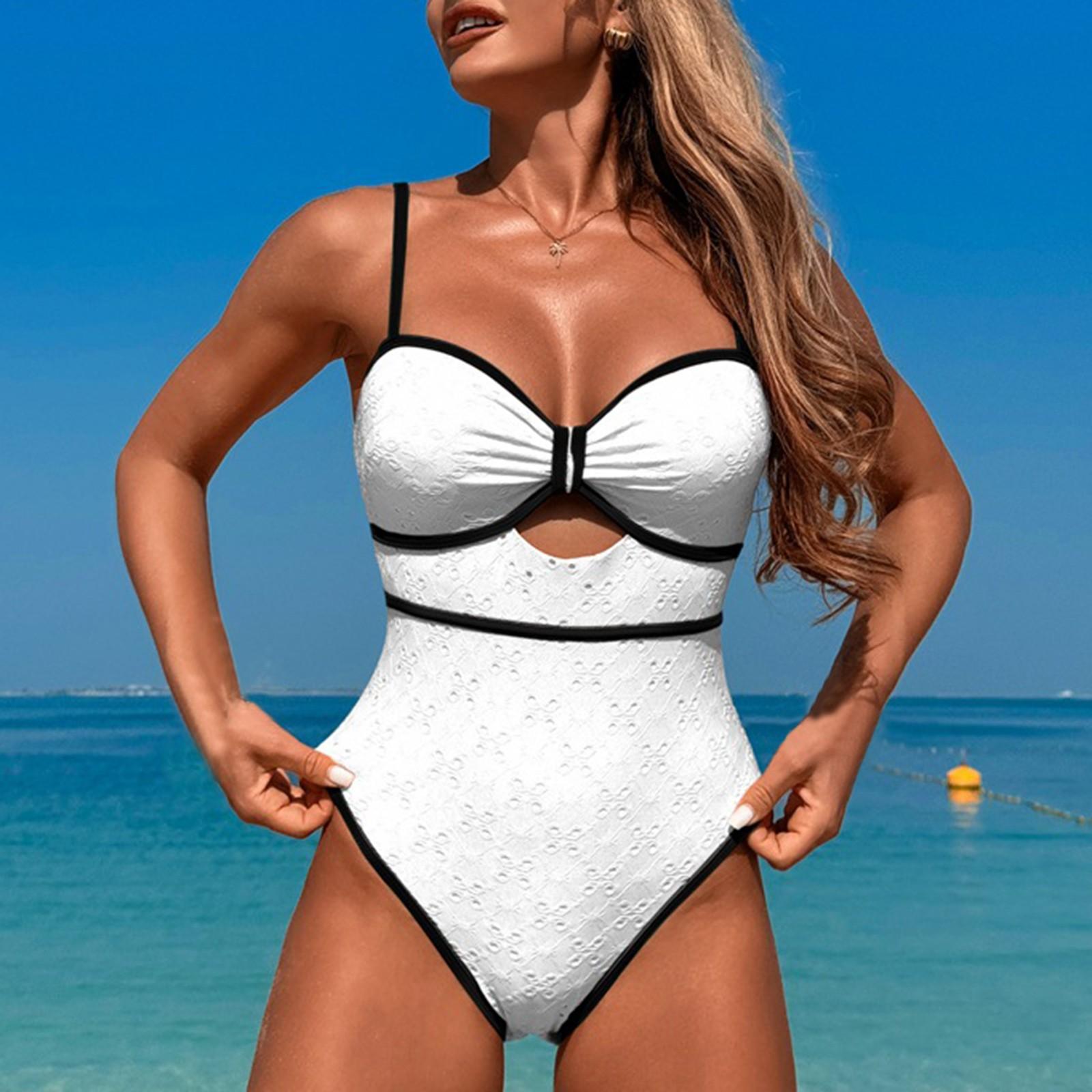 

Женский консервативный цельный купальник без рукавов, сексуальный, с открытой спиной, однотонный, с подушкой для груди XL белый