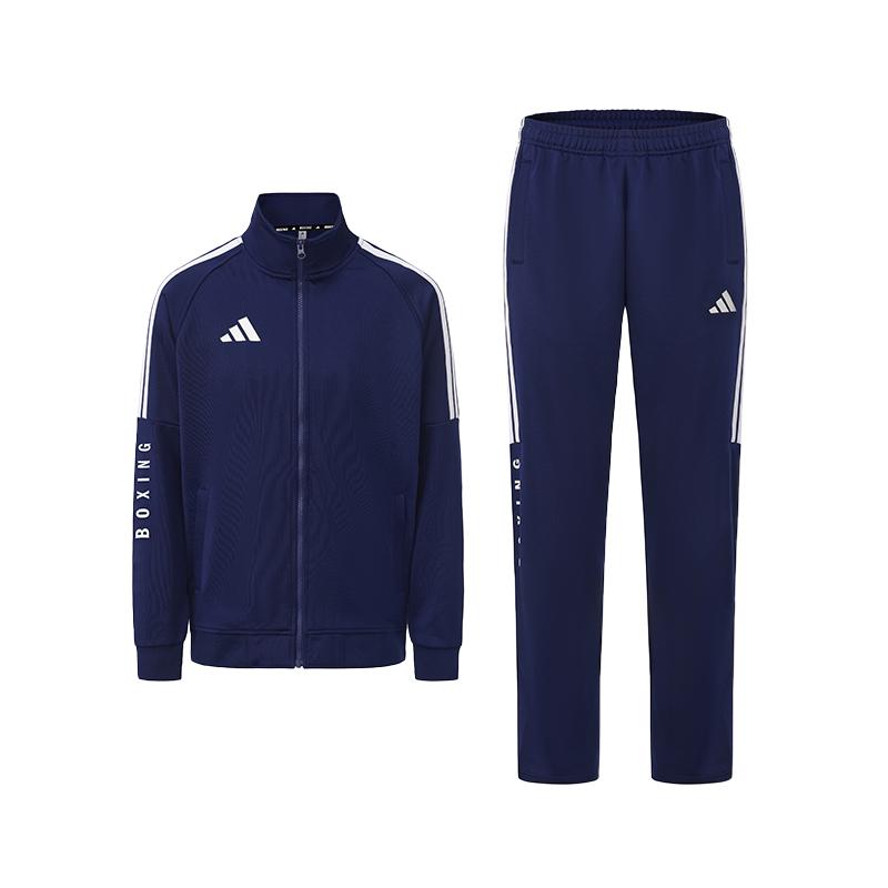 Adidas Boxing 3-Stripes Classic Retro Straight Leg Pants Jacket Two-Piece Casual Sports Suit Unisex Suit Dark-Blue TR30JR1BX-DBW+TR30PR1BX-DBW