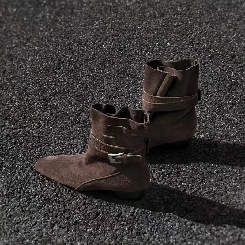 Retro temperament fashion sleeve two wear square head short boots women's belt buckle thick heel bundle fashion Martin boots