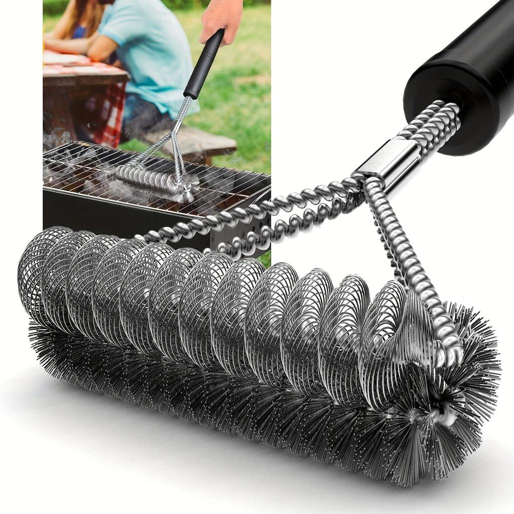 Stainless Steel BBQ Grill Cleaning Brush, Single Wire Brush for Outdoor Grates, Effective for Removing and