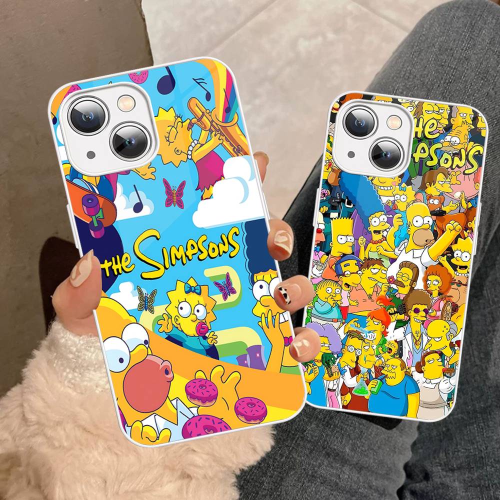 Cartoon The S-Simpsons Tempered Glass For Iphone 14 13 12 11 Pro Mini XS MAX 14Plus X XS XR Cover