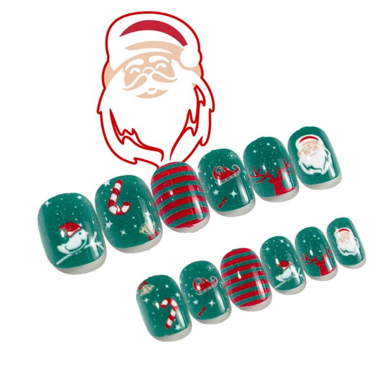 Nails Full Cover Tips Christmas Press On Nails Short Child/Adult Fake Nails Press Self-adhesive Nail Tips Cute Kids