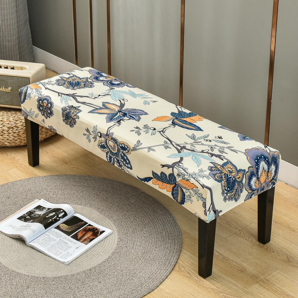 Dining Bench Cover Stretch Upholstered Bench Slipcover Printed Bench Seat Protector Rectangle Bench Covers for Dining Room Bedroom Living Room Kitchen