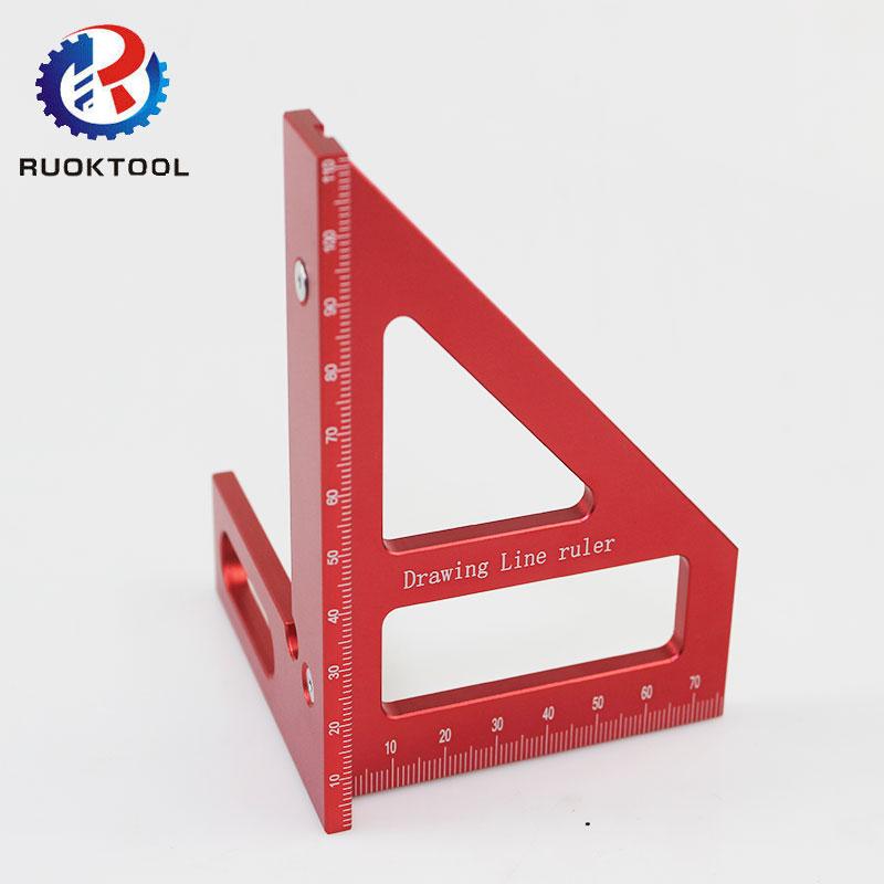 3d 45/90 Degree Aluminum Alloy Protractor Scale Gauge Woodworking Miter Triangle Measuring Ruler measuring ruler красный