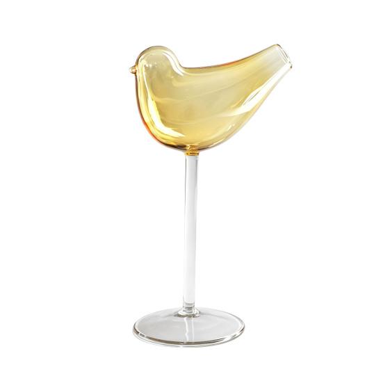 Handcrafted Champagne Flutes Bird Shape Cocktail Glass, Lead-Free Borosilicate Glass Martini Goblet Cup, Clear Tropical Themed Cups Elegant