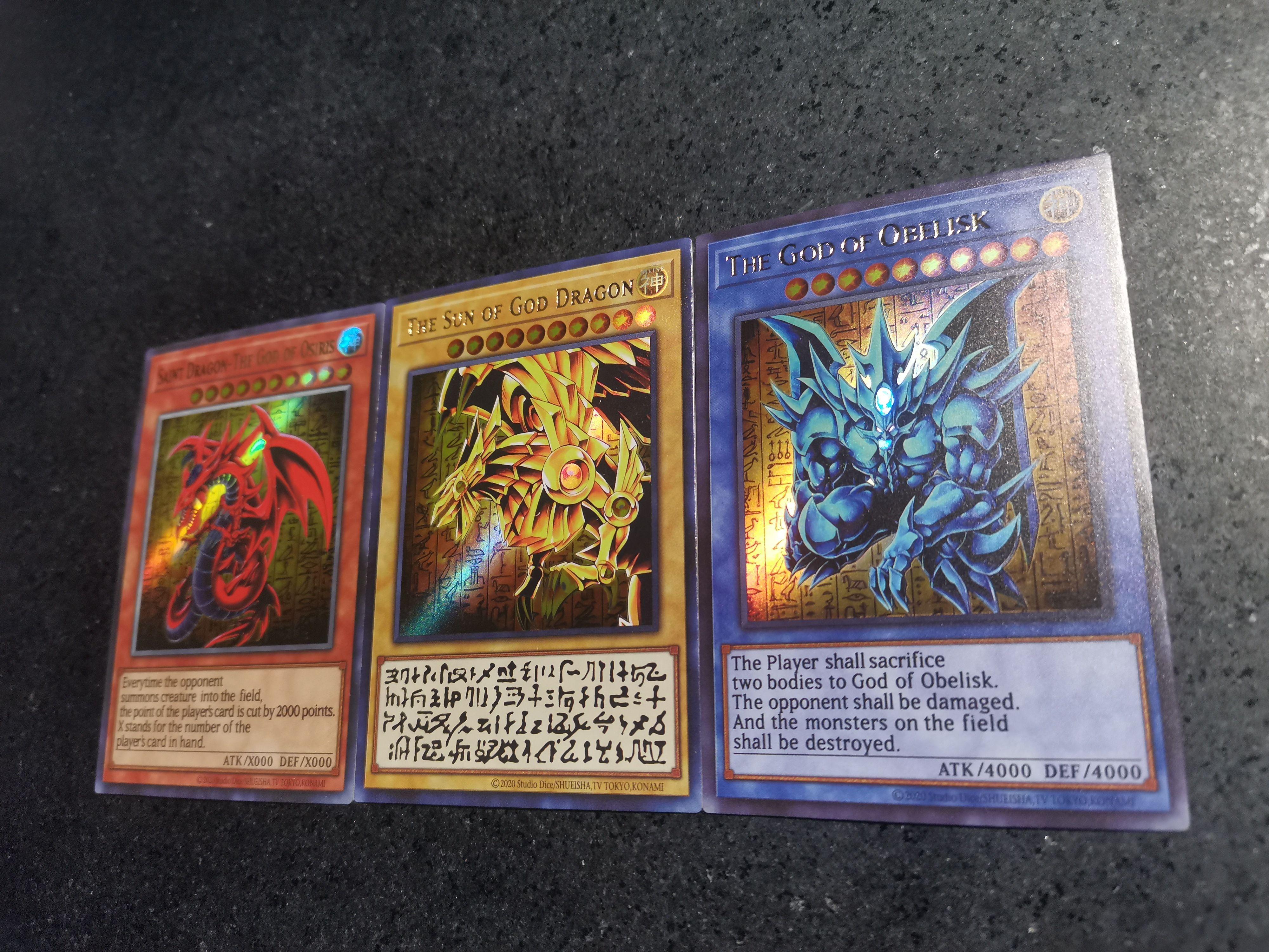 

Yu-gi-oh! 3pcs/set Egyptian God Diy Self-made Card Collection Cards Gauze Flash Anime Toy Gift Colorful Flash
