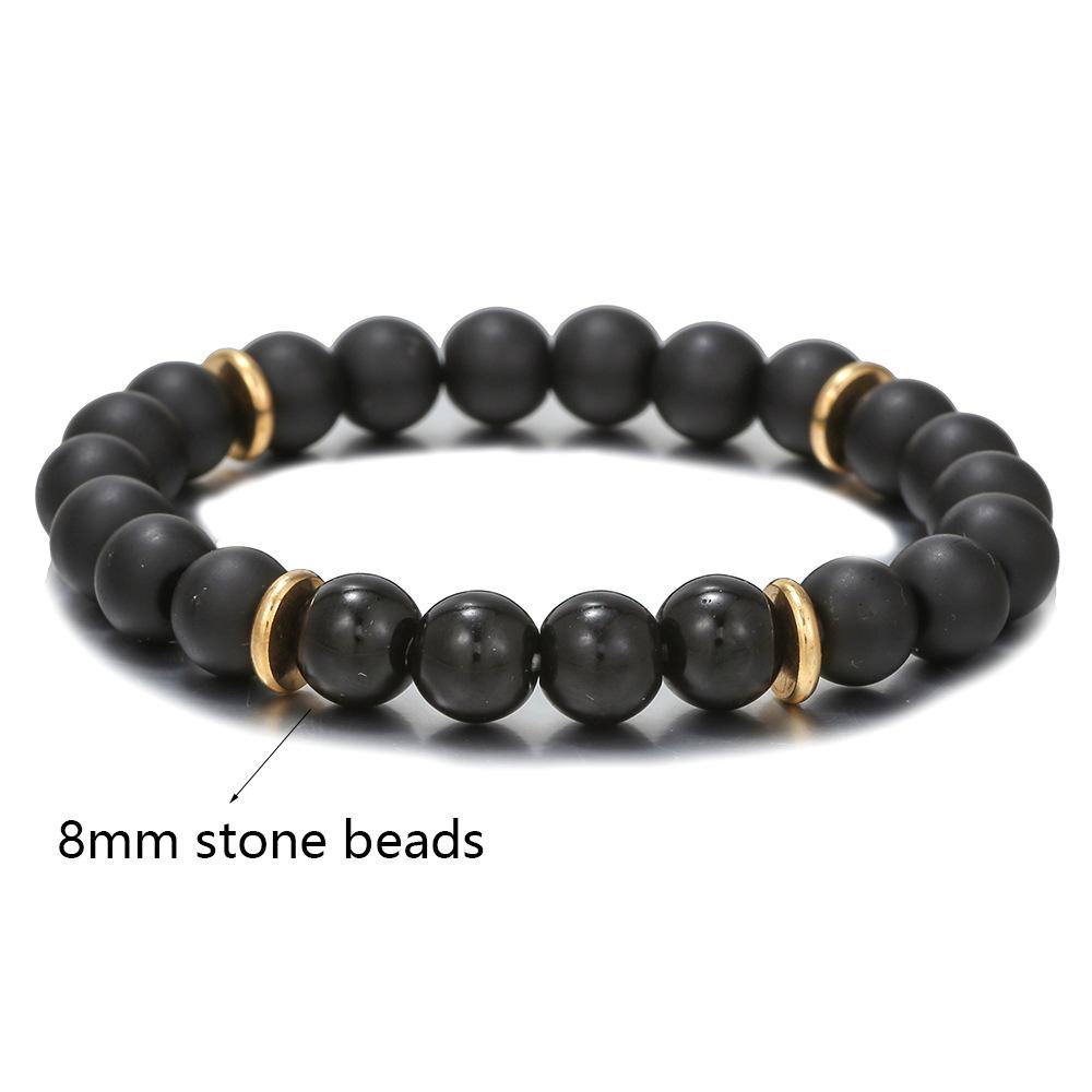Handmade Natural Volcanic Stone Snowflake Stone Bead Bracelet Men's Retro 10/8mm Elastic Bead Couple Bracelet